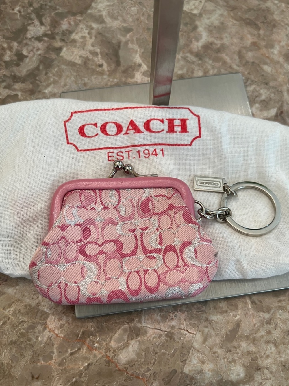 Coach Vintage Ltd. Ed Optic Lurex Mini Pink Signature Kisslock Coin Purse RARE - Picture 15 of 16